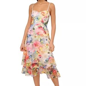 Adrianna Papell Embroidered Floral Fit & Flare Dress Size 4